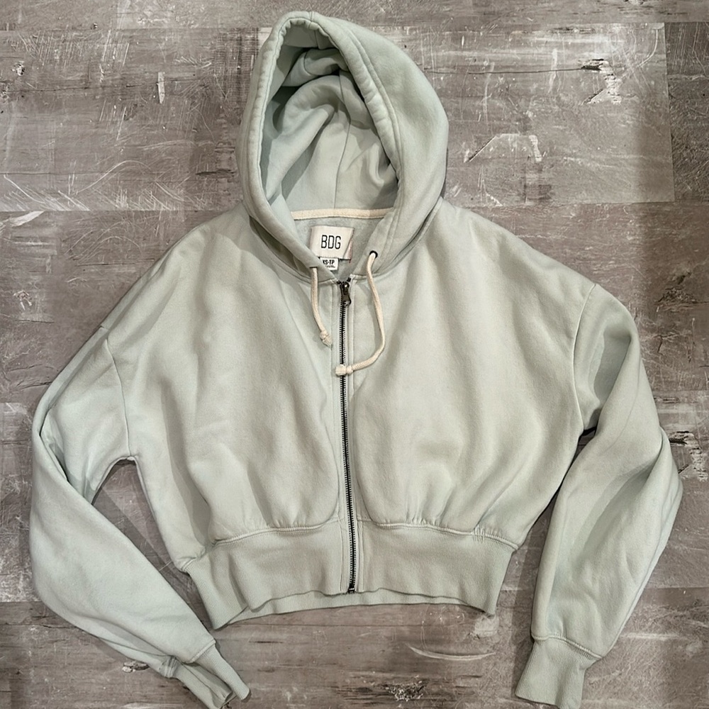 BDG Cropped Zipped Hoodie Sweatshirt Sz XS